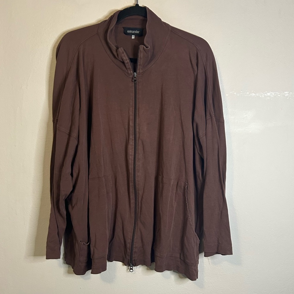 Eskandar Pima Cotton Zip Up Sweatshirt